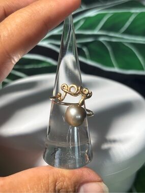 18 K Gold Filled Champagne Pearl  Joy Ring - Elegant Women's Jewelry